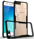 For Oppo A57 Back Cover Case (Shockproof with Polycarbonate Clear Panel | Professional Black)