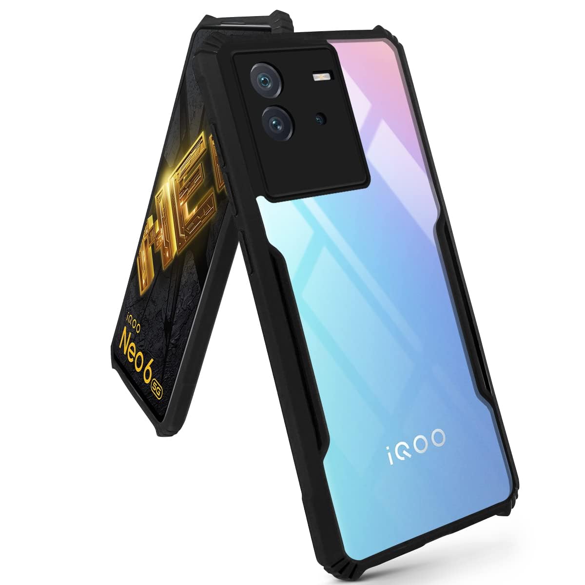 For Vivo iQOO Neo 6 Back Cover Case (Shockproof with Polycarbonate Clear Panel)
