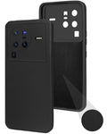 For Vivo X80 Pro Back Cover Case (Matte Finish Silicone with Inside Fiber Cloth)