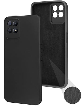 For Realme 8i Back Cover Case ( Matte Finish Silicone with Inside Fiber cloth |Black )