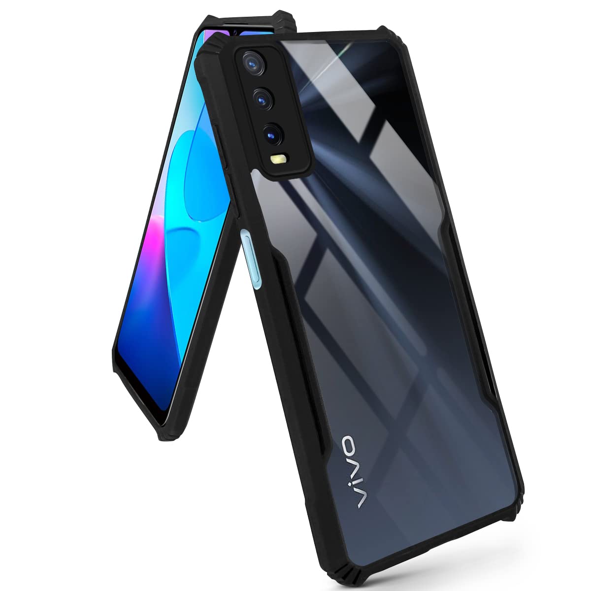 For Vivo Y11s Hard PC Crystal Bumper Shockproof Back Cover Case with Camera Protection