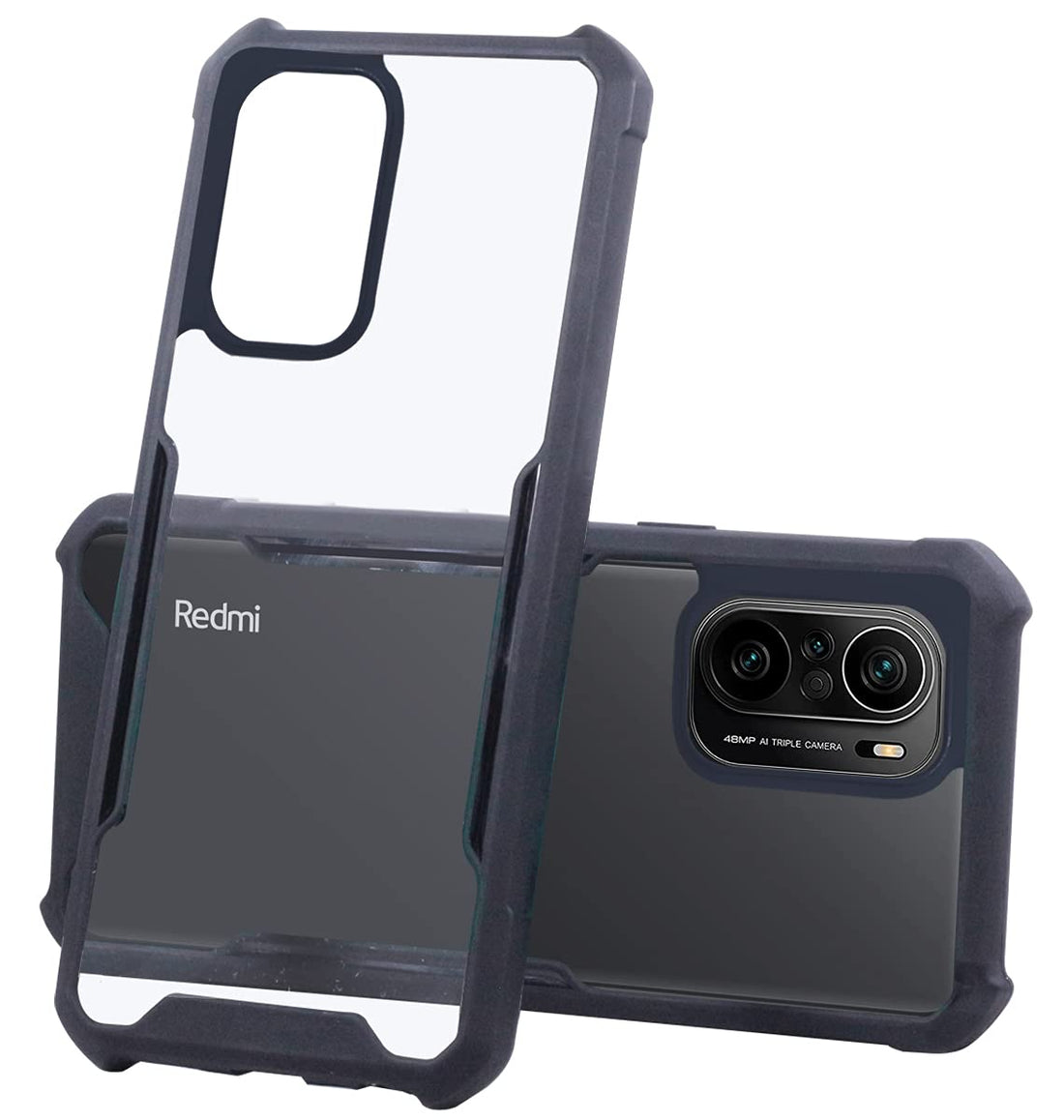 For Xiaomi Redmi K40 Back Cover Case (Crystal Glass Back | Camera Protection | Shockproof Bumpers)