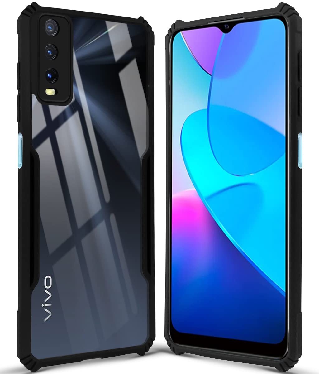 For Vivo Y11s Hard PC Crystal Bumper Shockproof Back Cover Case with Camera Protection