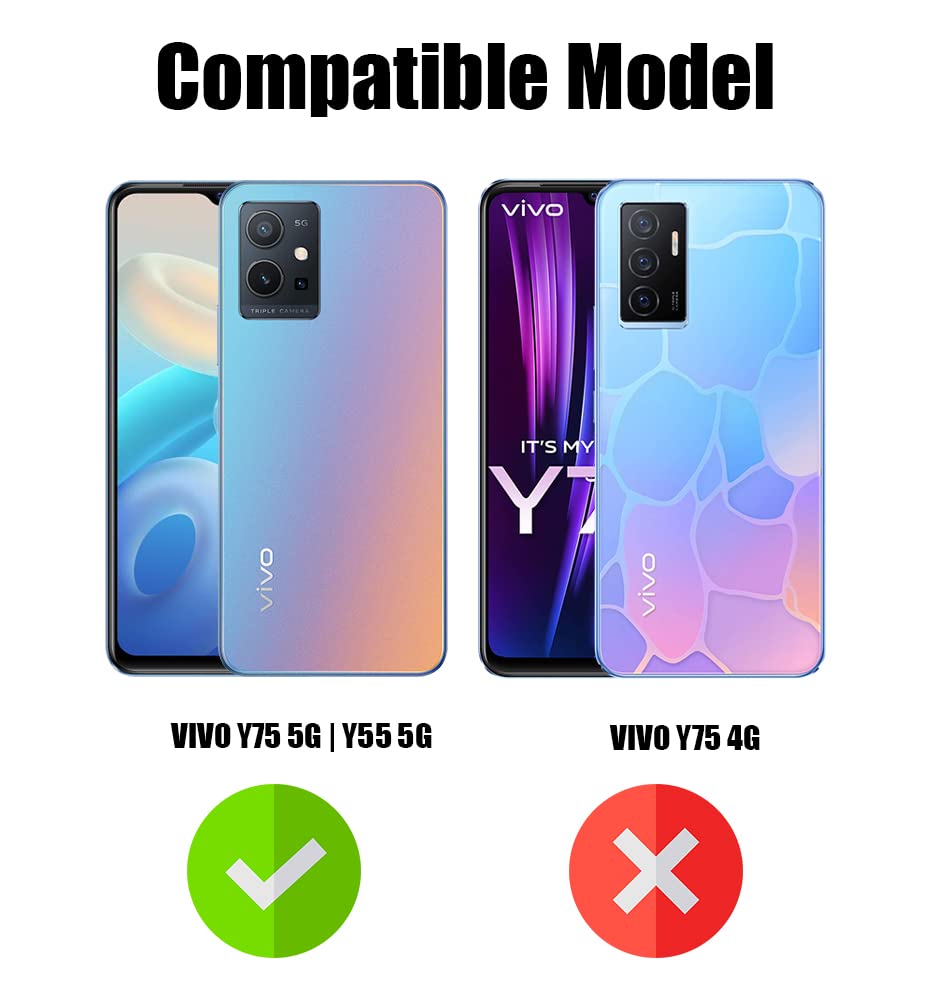 For Vivo Y75 5G | Y55 5G Flip Cover Case (Stitched Leather with Magnetic Closure)