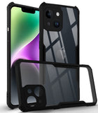 For Apple iPhone 14 Back Cover Case (Crystal Glass Back | Camera Protection | Shockproof Bumpers)