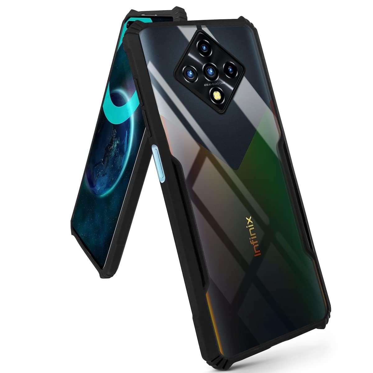 For Infinix Zero 8i | Zero 8 Back Case Cover (Shockproof with Polycarbonate Clear Panel | Professional Black)