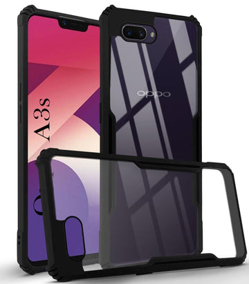 For Oppo A3s Back Cover Case (Shockproof with Polycarbonate Clear Panel)