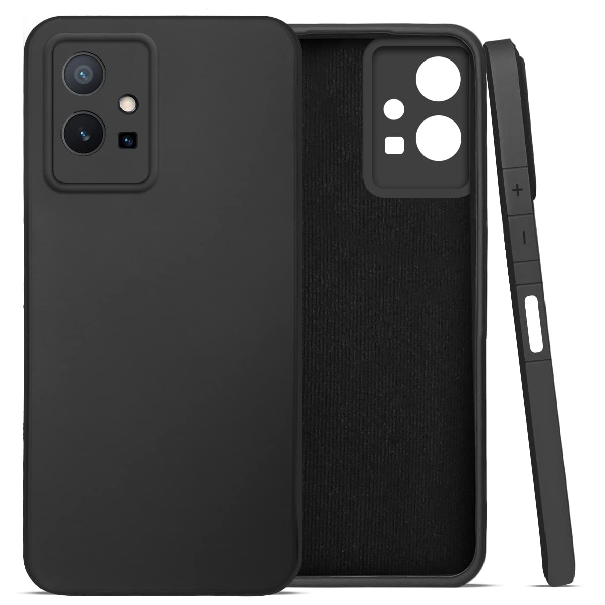 For Vivo Y75 5G | Y55 5G Back Cover Case (Matte Finish Silicone with Inside Fiber Cloth)