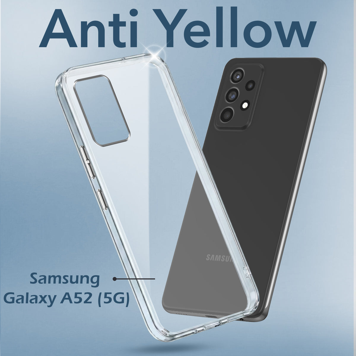 For Samsung Galaxy A52 | A52 5G | A52s 5G Back Cover Case Lifetime Anti-Yellow Clear (Sleek Hard Crystal | Shockproof and Camera Protection)