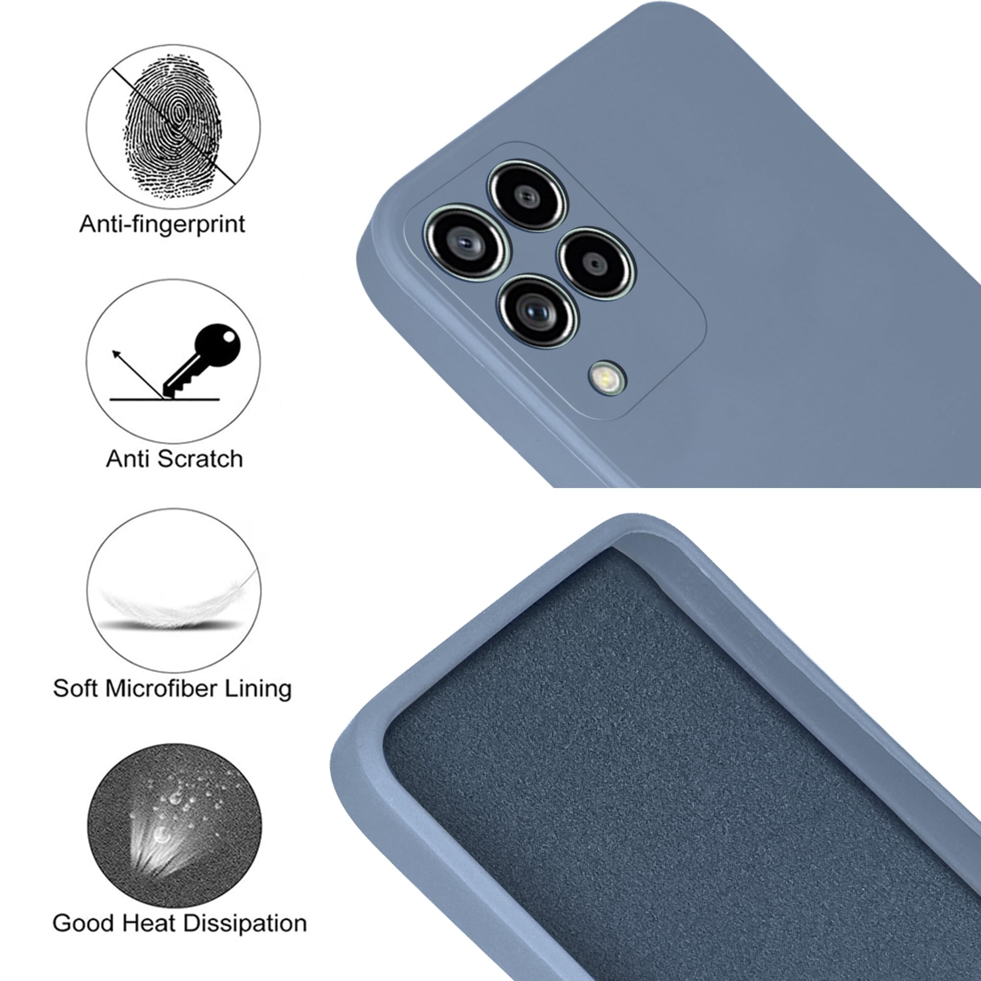 For Samsung Galaxy M53 5G Back Cover Case (Matte Finish Silicone with Inside Fiber cloth |Black)