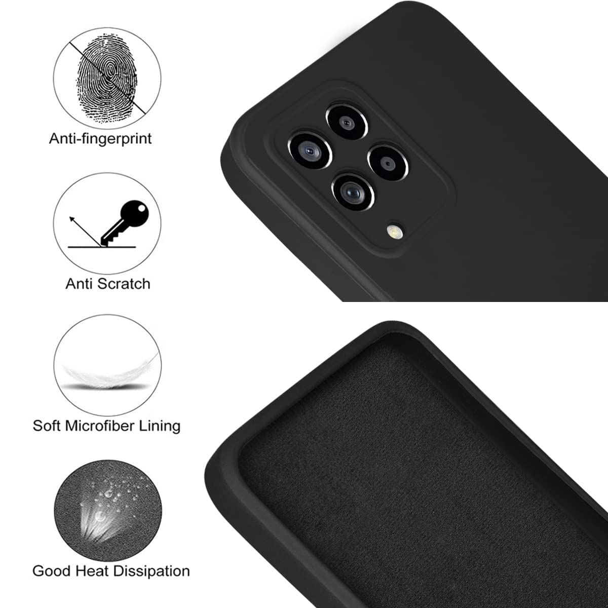 For Samsung Galaxy M53 5G Back Cover Case (Matte Finish Silicone with Inside Fiber cloth |Black)