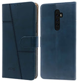 For Oppo Reno2 Z | Reno 2Z | Reno 2F | 2 F  Flip Cover Case (Stitched Leather Finish | Magnetic Closure | Inner TPU | Foldable Stand | Wallet Card Slots | Black)