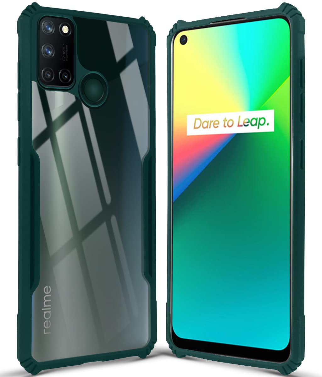 For Realme 7i Back Cover Case ( Shockproof with Polycarbonate Clear Panel | Professional Black)
