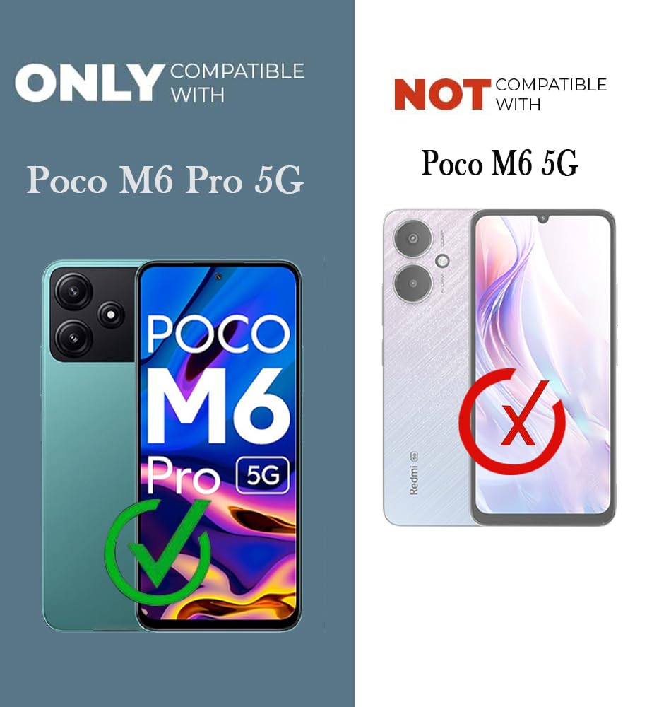 For Poco M6 Pro Back Cover Case (Matte Finish Silicone with Inside Fiber Cloth)