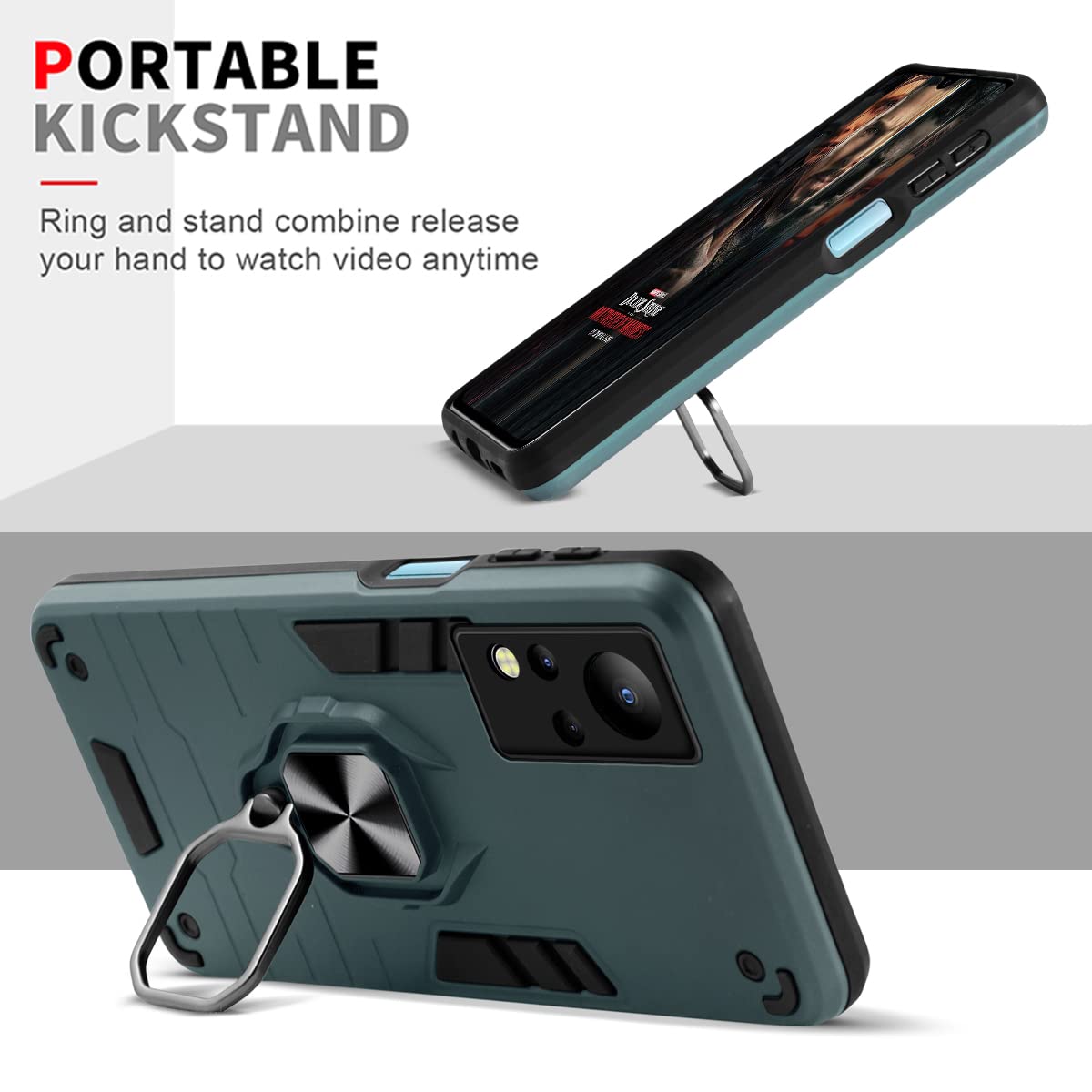For Infinix Note 12 Back Cover Case (Dual Layer Hybrid | Ring Holder & Kickstand | 360 Degree Shockproof Protection)