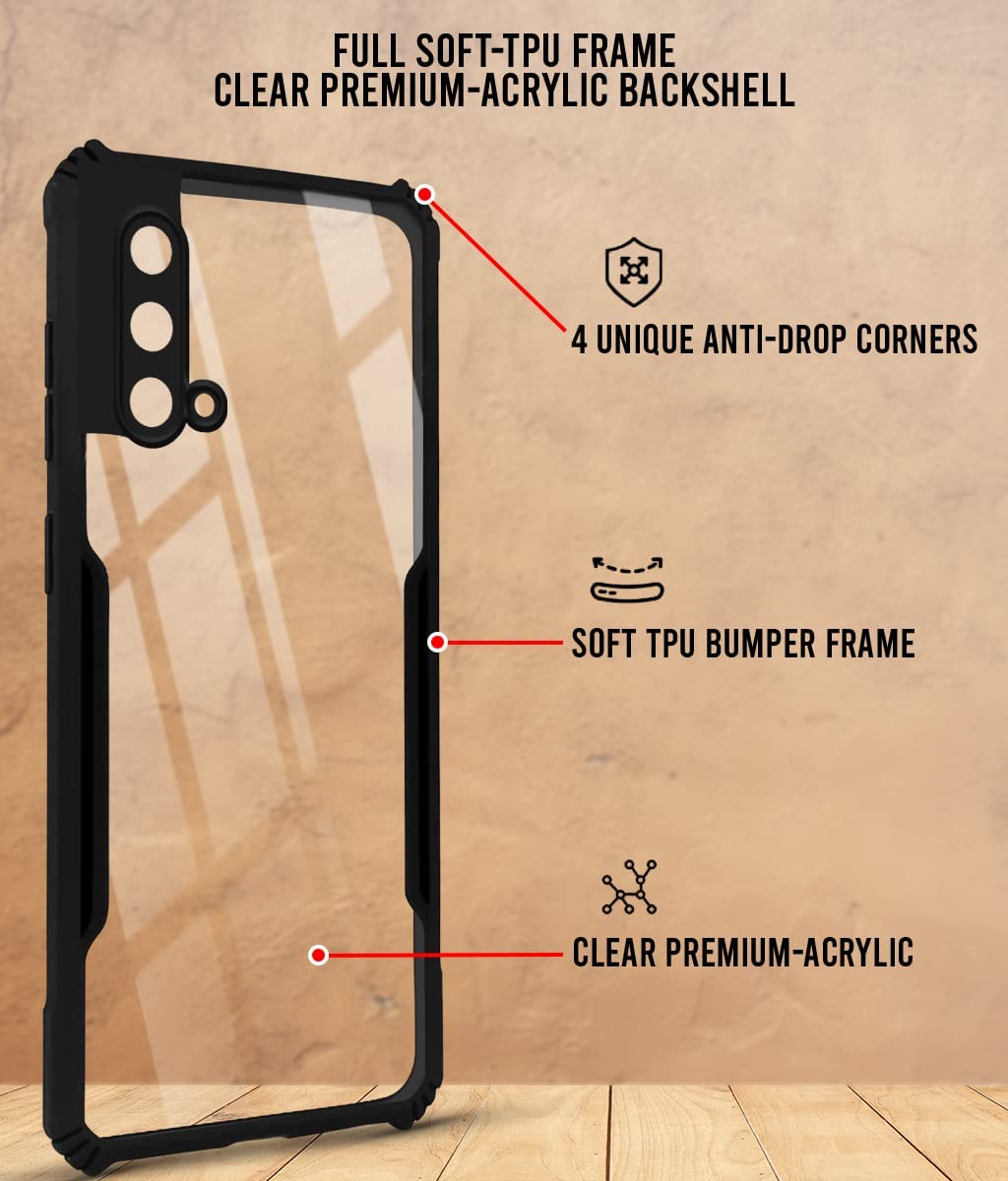 For OnePlus Nord CE 5G Back Cover Case (Crystal Glass Back | Shockproof Bumpers)