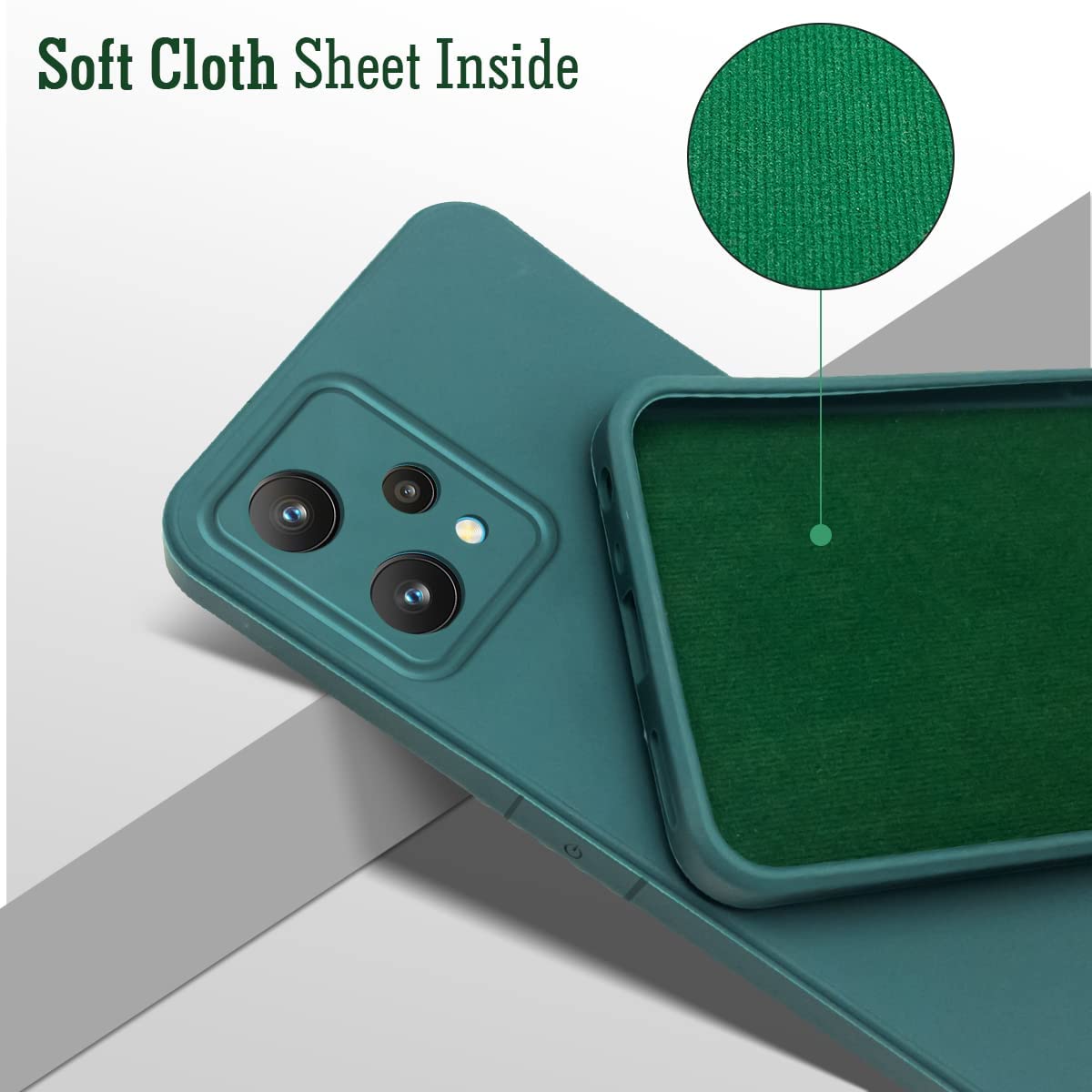 For Realme Narzo 50 Pro Back Cover Case (Matte Finish Silicone with Inside Fiber Cloth)