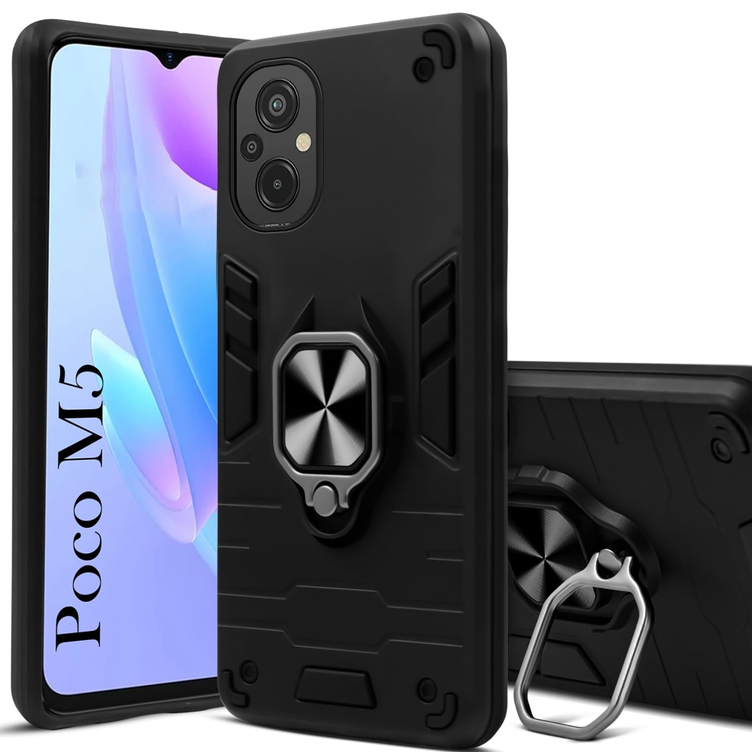 For Poco M5 Back Cover Case (Shockproof Polycarbonate Dual Layer Hybrid Armor)