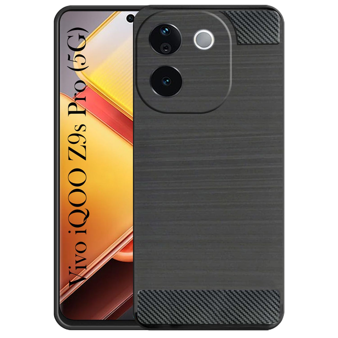 For Vivo iQOO Z9s Pro Back Cover Case ( Hybrid Armor Case | Carbon Fiber Shockproof | Soft and Flexible)