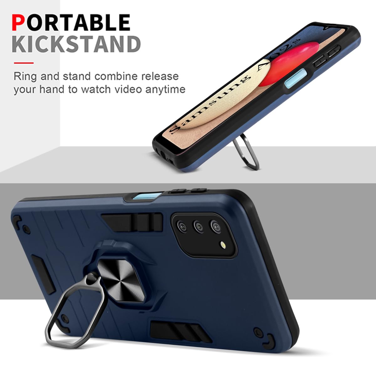 For Samsung Galaxy A02s Back Cover Case (Crystal Glass Back | Camera Protection | Shockproof Bumpers)