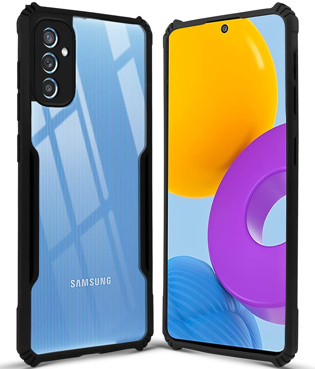 For Samsung Galaxy M52 5G Back Cover Case (Crystal Glass Back | Camera Protection | Shockproof Bumpers | Professional Black)