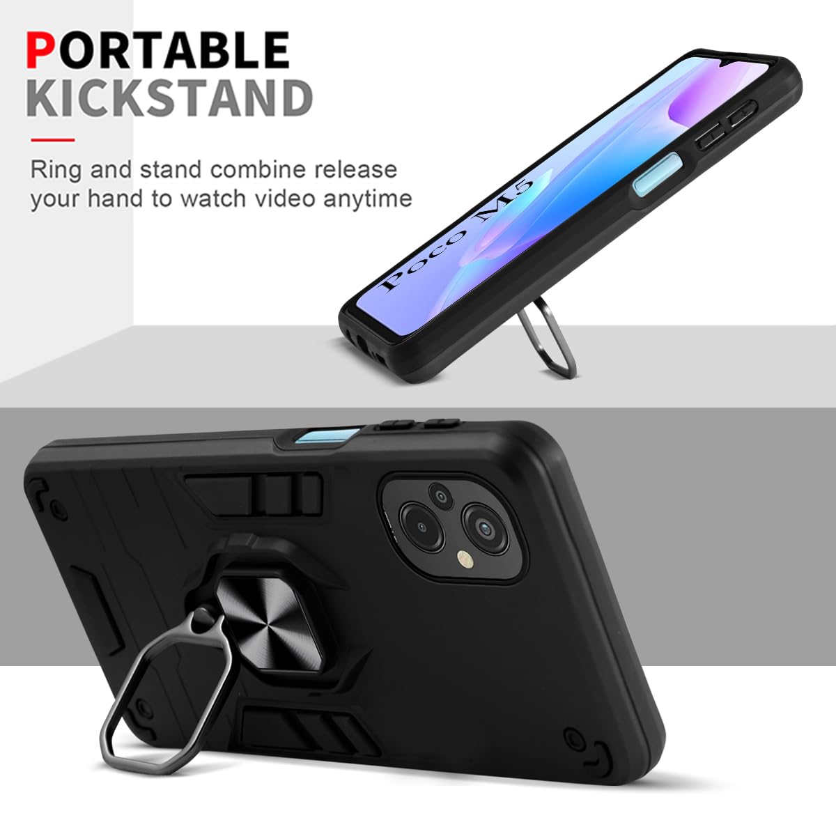 For Poco M5 Back Cover Case (Shockproof Polycarbonate Dual Layer Hybrid Armor)
