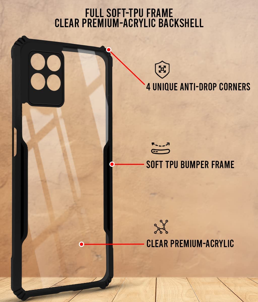 For Realme Narzo 50 Back Cover Case (Shockproof with Polycarbonate Clear Panel)