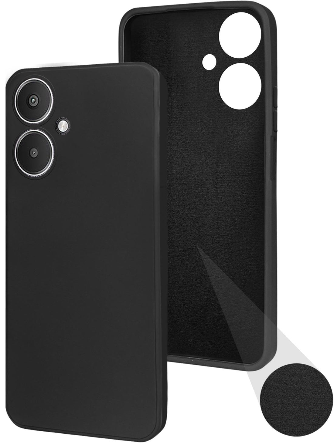 For Poco M6 5G Back Cover Case (Matte Finish Silicone with Inside Fiber Cloth)