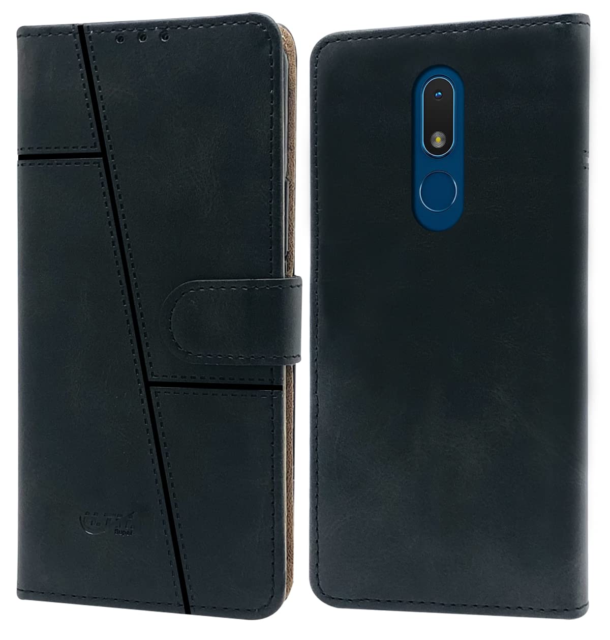 For Nokia C3 Flip Cover Case (Stitched Leather Finish | Magnetic Closure | Inner TPU | Foldable Stand | Wallet Card Slots)