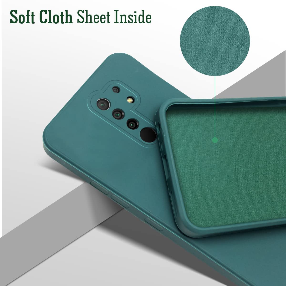 For Poco M2 Back Cover Case (Matte Finish Silicone with Fiber Cloth)