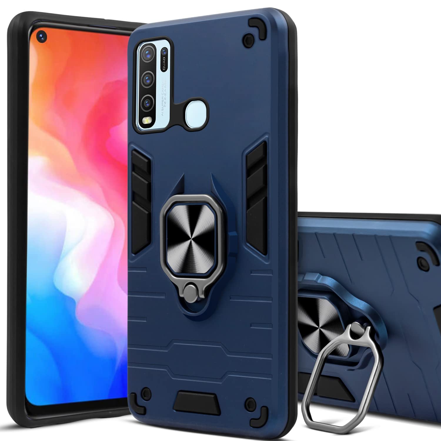 For Vivo Y30 Back Cover Case (Shockproof Polycarbonate Dual Layer Hybrid Armor)