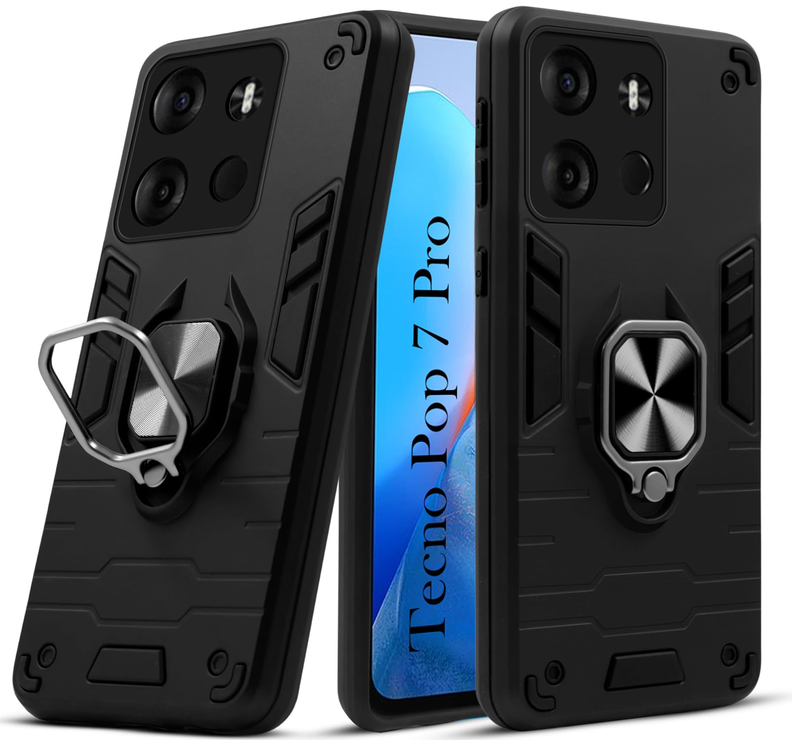 For Tecno POP 7 Pro Back Cover Case (Shockproof Polycarbonate Dual Layer Hybrid Armor)