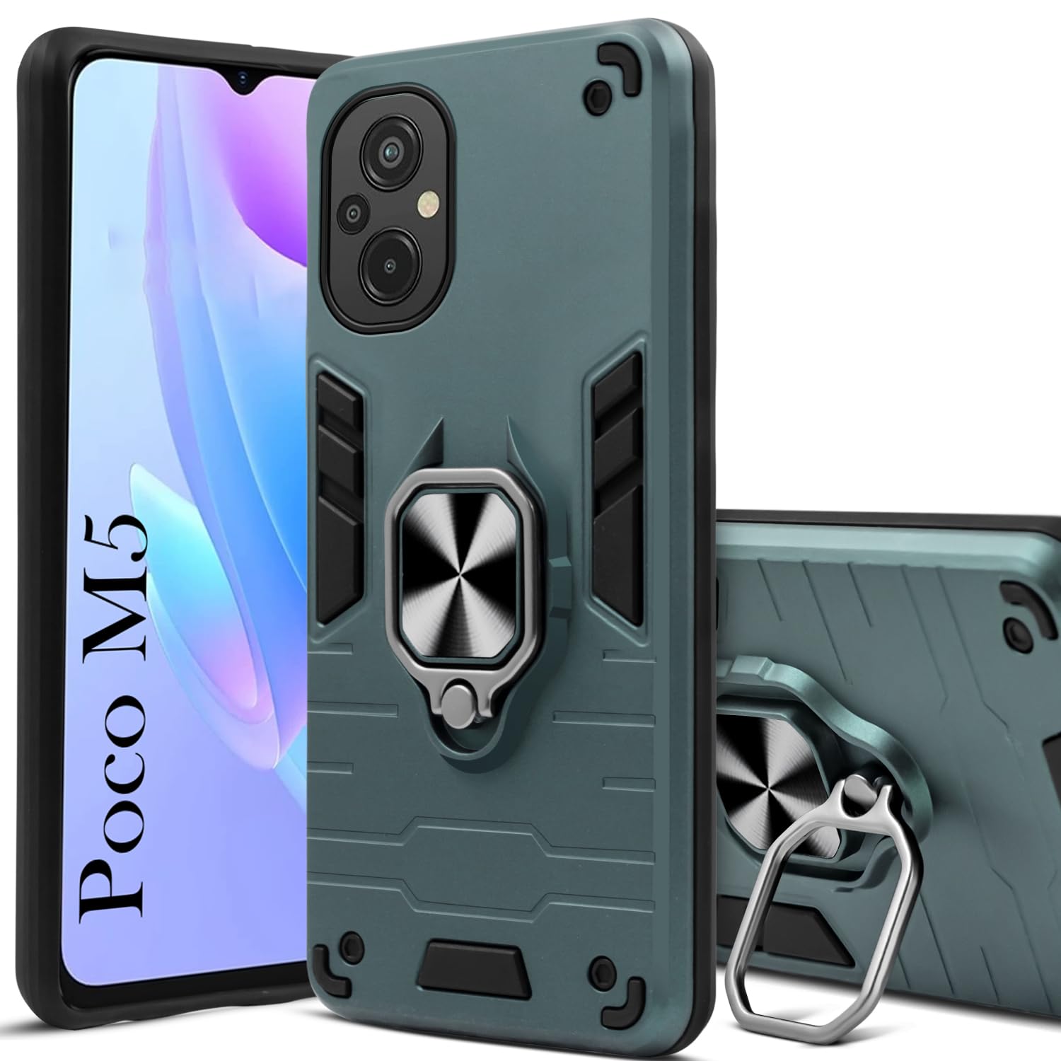 For Poco M5 Back Cover Case (Shockproof Polycarbonate Dual Layer Hybrid Armor)