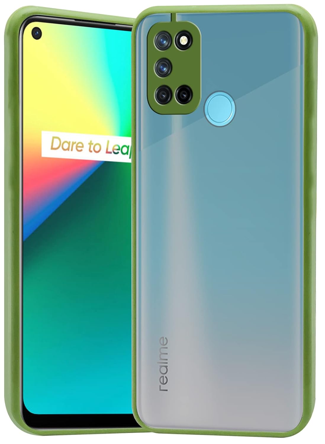 For Realme 7i Back Cover Case ( Shockproof with Polycarbonate Clear Panel | Professional Black)