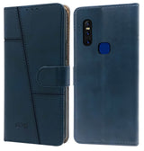 For Vivo V15 Flip Cover Case (Stitched Leather Finish | Magnetic Closure | Inner TPU | Foldable Stand | Wallet Card Slots)