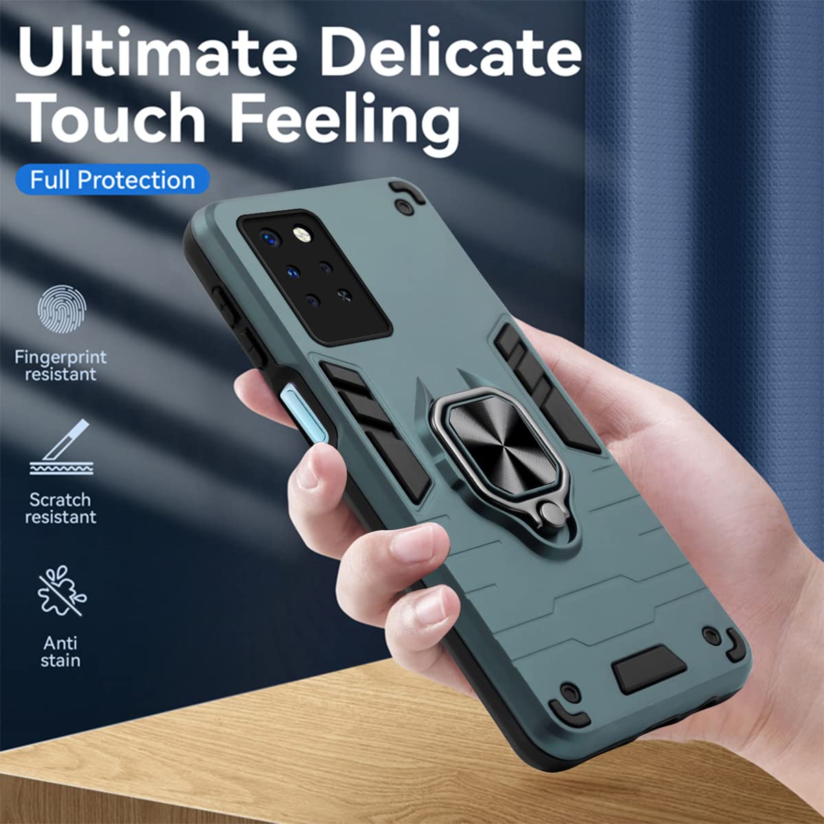 For Infinix Note 10 Pro Back Cover Case (Dual Layer Hybrid | Ring Holder & Kickstand | 360 Degree Shockproof Protection)