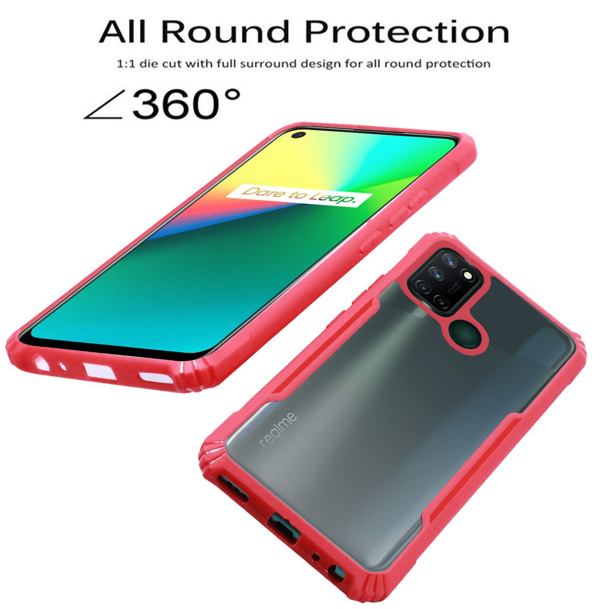 For Realme 7i Back Cover Case ( Shockproof with Polycarbonate Clear Panel | Professional Black)