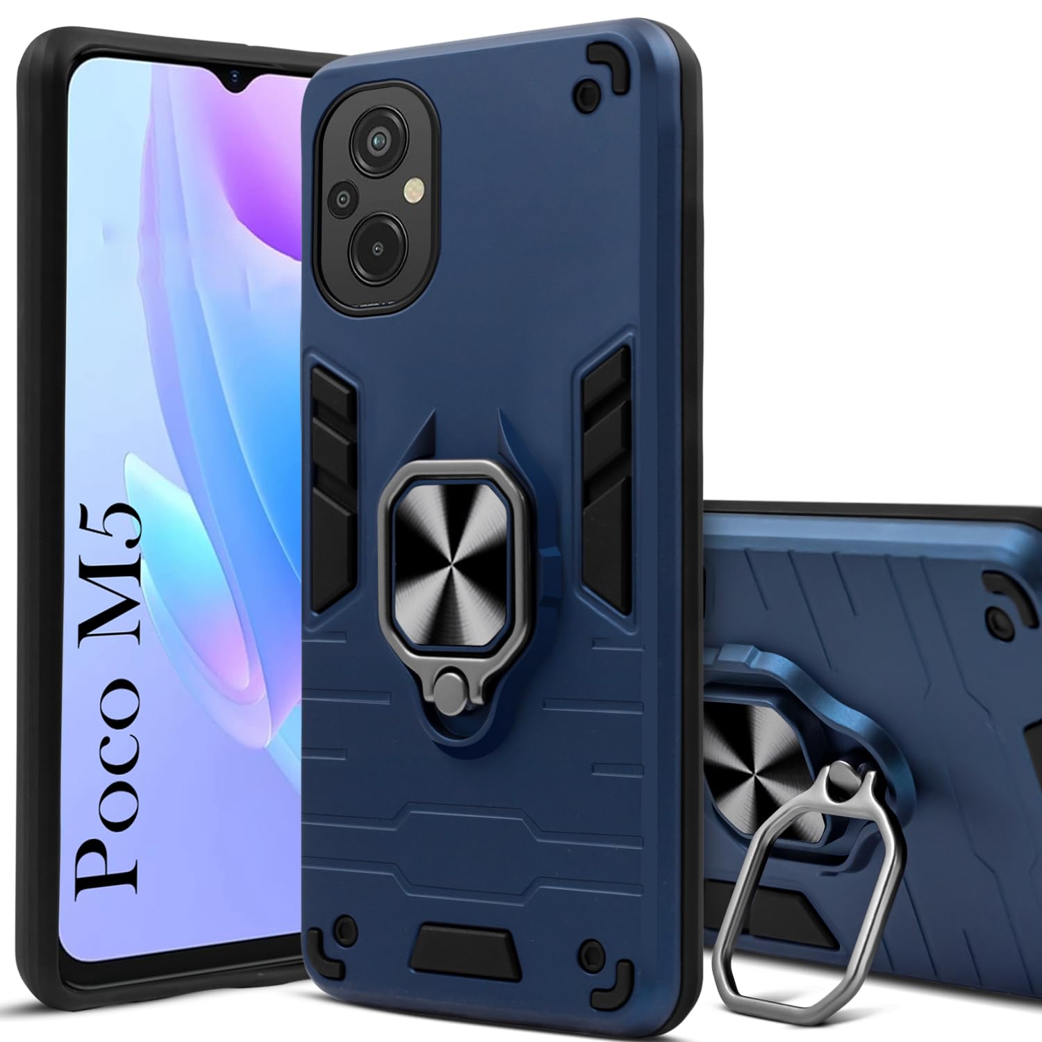 For Poco M5 Back Cover Case (Shockproof Polycarbonate Dual Layer Hybrid Armor)