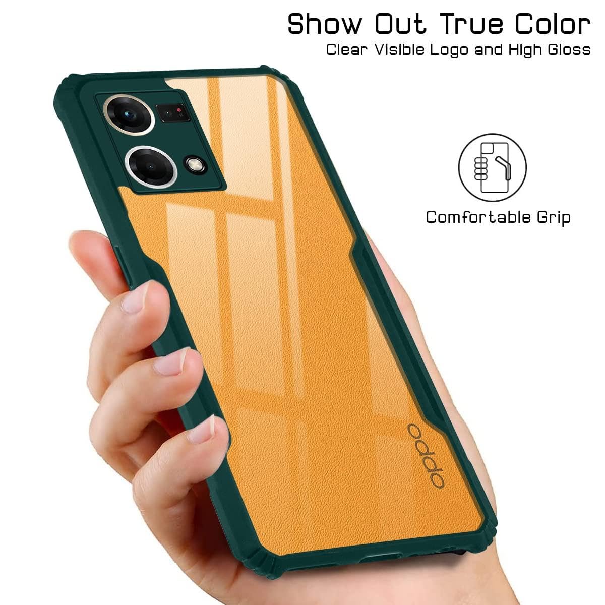For Oppo Reno7 | Reno 7 4G Back Cover Case (Crystal Glass Back | Camera Protection | Shockproof Bumpers)