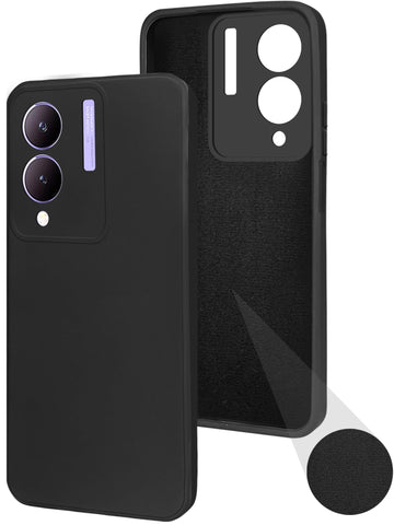 For Vivo Y17s Back Cover Case (Matte Finish Silicone with Inside Fiber Cloth)