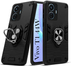 For Vivo T1 44W Back Cover Case (Dual Layer Hybrid Armor | Ring Holder & Kickstand in-Built | 360 Degree Shockproof Protection)