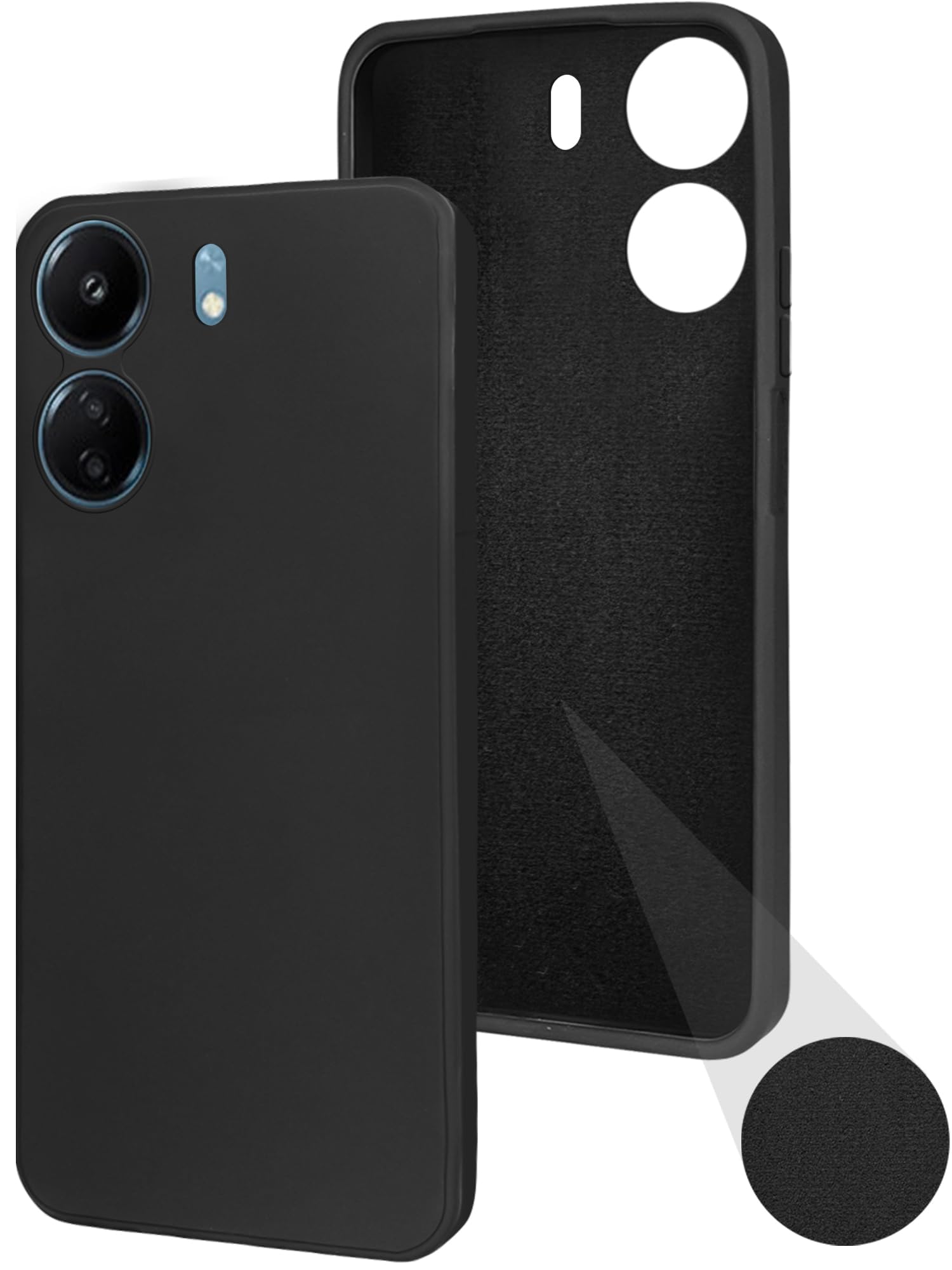 For Poco C65 Back Cover Case (Matte Finish Silicone with Inside Fiber Cloth )