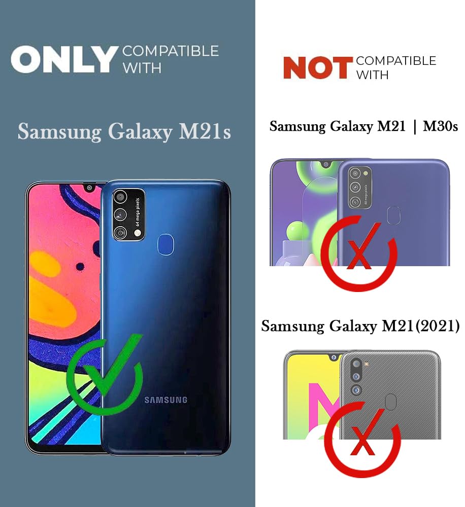 For Samsung Galaxy M21s Back Case Cover (Crystal Glass Back | Camera Protection | Shockproof Bumpers | Professional Black)