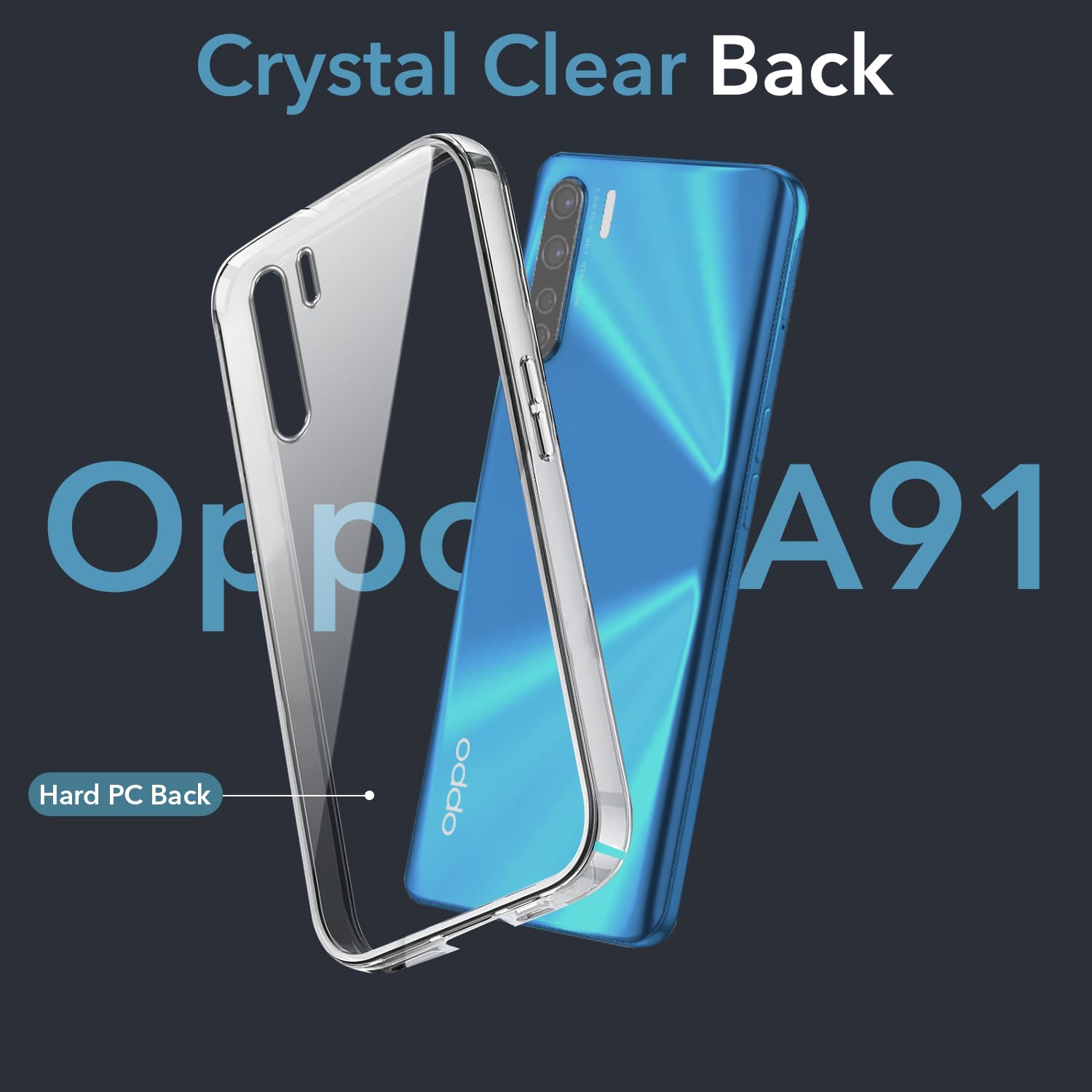 For Oppo A91 Back Cover Case (Hard Anti Yellow Clear Case | Sleek Hard Crystal Clear | Drop & Camera Protection | Shockproof Polycarbonate)