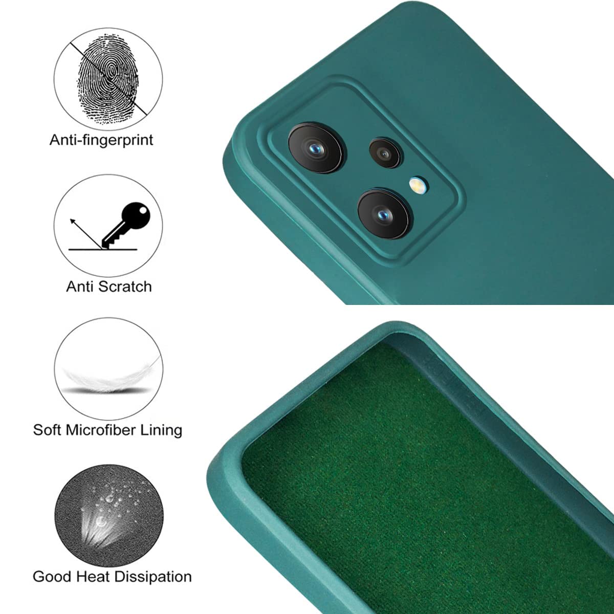 For Realme Narzo 50 Pro Back Cover Case (Matte Finish Silicone with Inside Fiber Cloth)