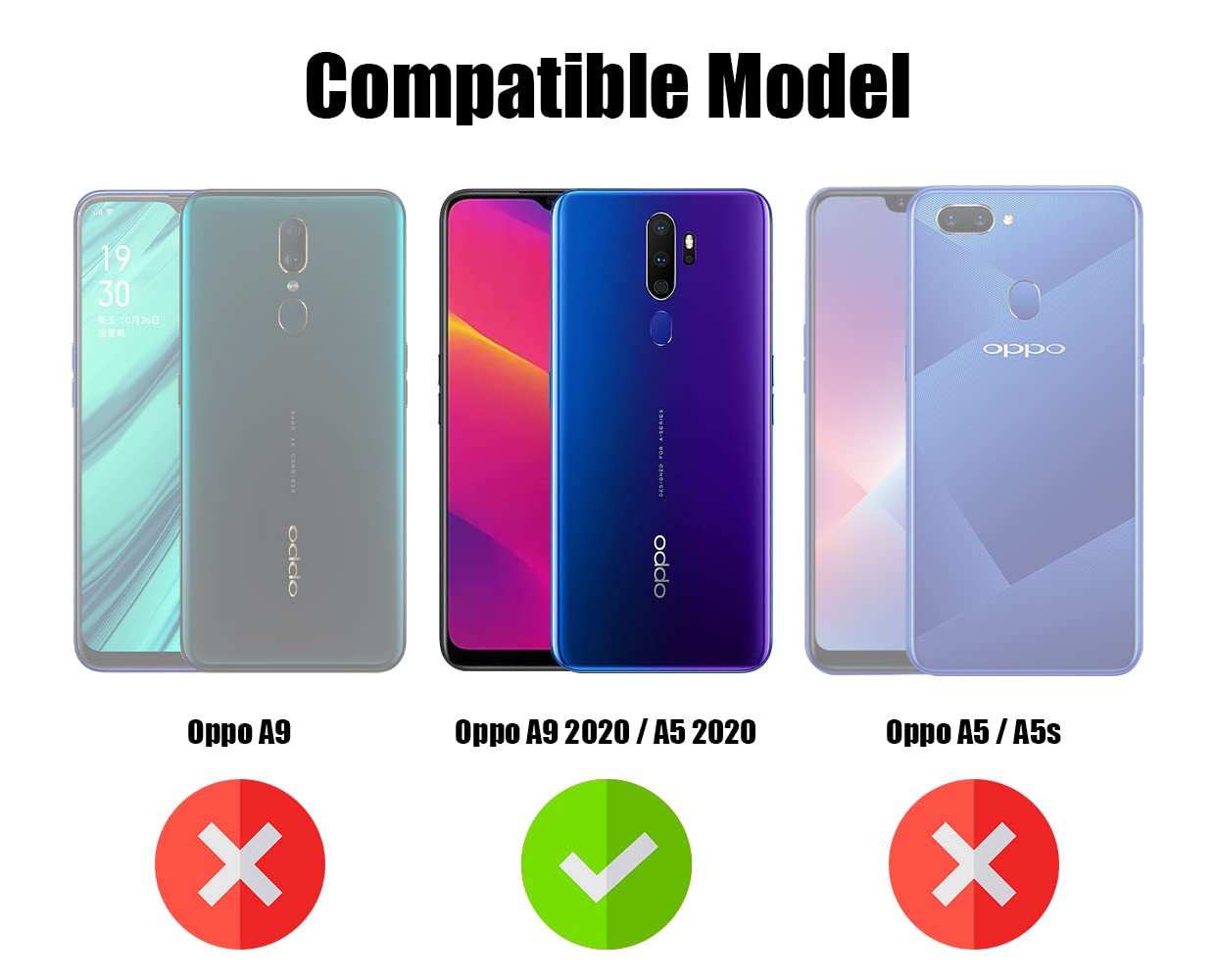 For Oppo A5 (2020) | A9 (2020) Back Cover Case (Crystal Glass Back | Shockproof Bumpers)