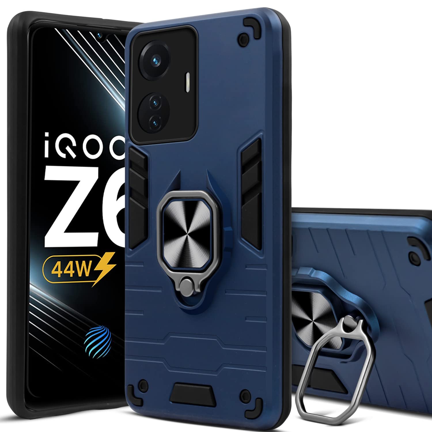 For Vivo IQOO Z6 44W Back Cover Case (Shockproof Polycarbonate Dual Layer Hybrid Armor)