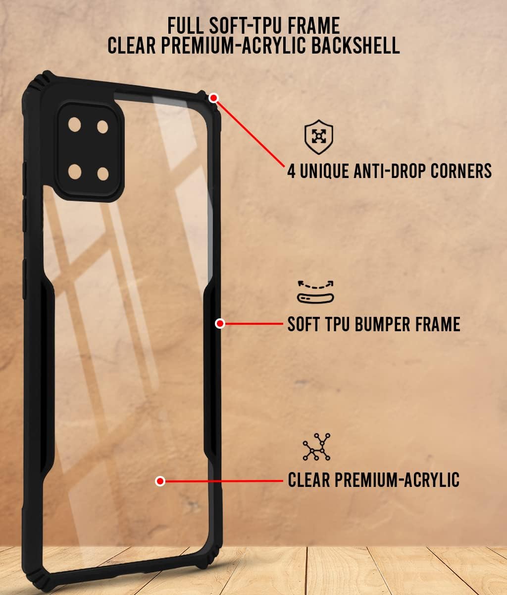 For Samsung Galaxy Note 10 Lite Back Cover Case ( Shockproof with Polycarbonate Clear Panel | Professional Black)