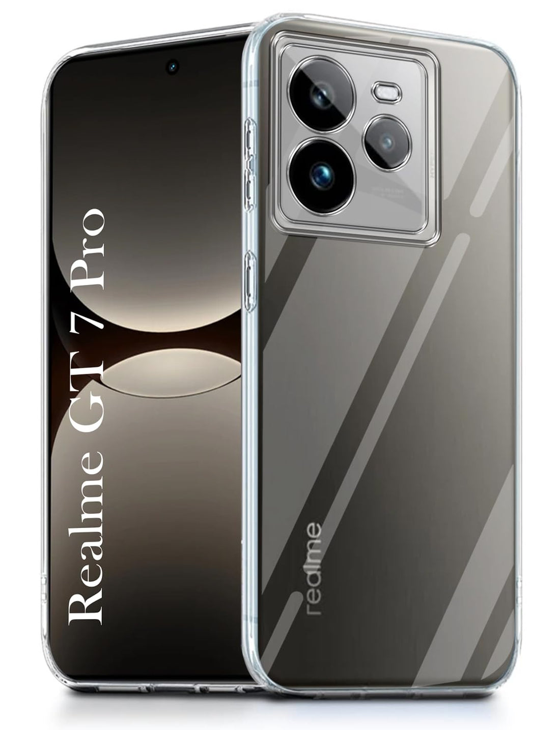 For Realme GT 7 Pro Back Cover ( Silicone Clear Shockproof Case with Camera Protection and Dust Plugs | Transparent)