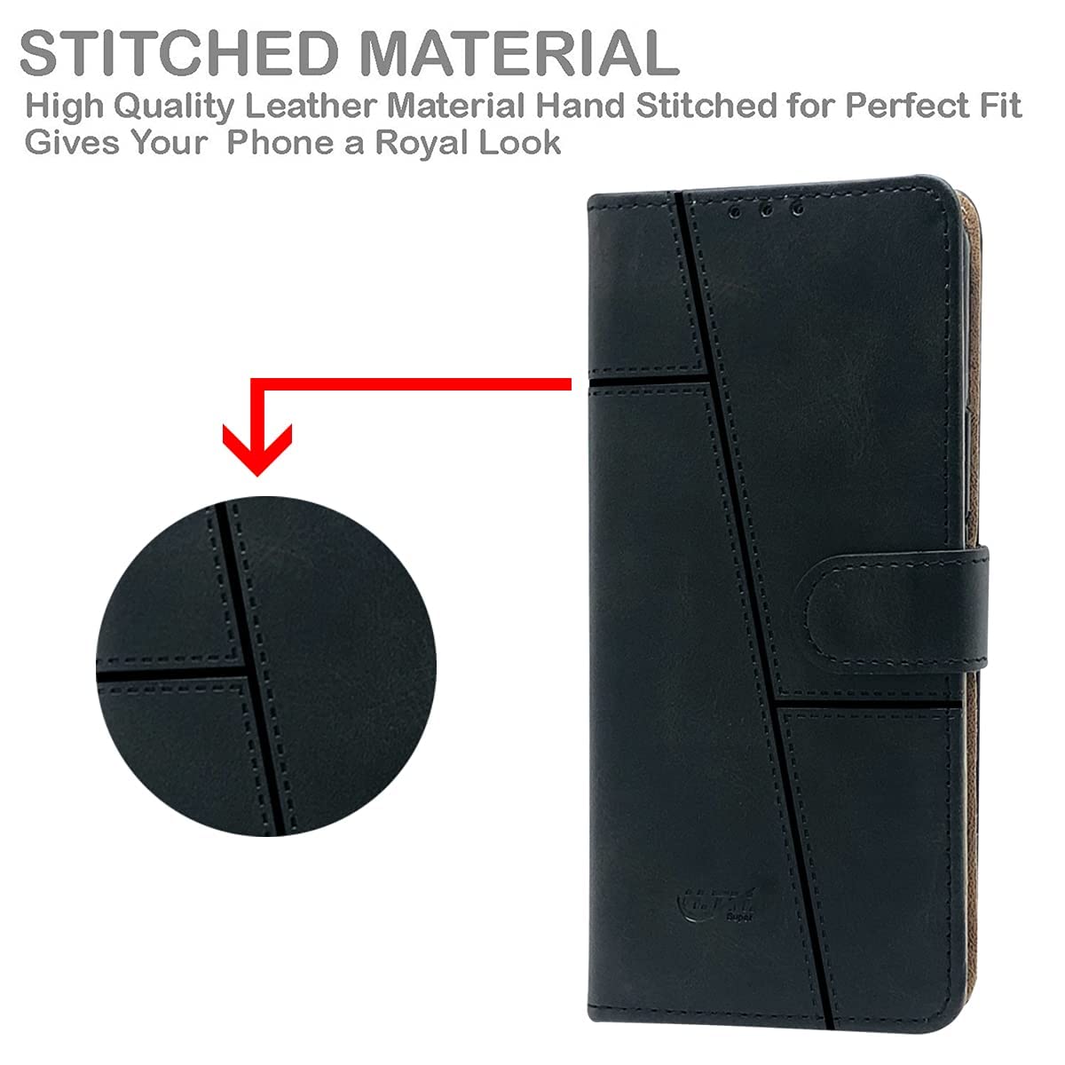 For Samsung Galaxy M62 Flip Cover Case (Stitched Leather Finish | Inner TPU | Foldable Stand | Wallet Card Slots)